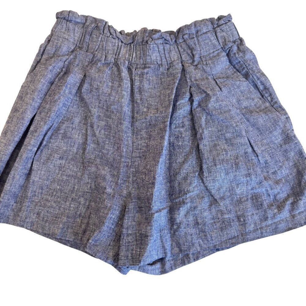 Zara Cute Linen Chambray High-Waisted Shorts Sz S EUC Preppy